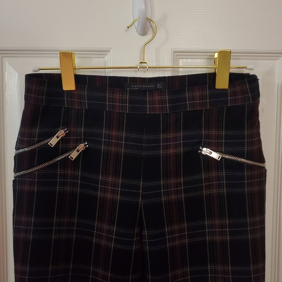 NWOT Zara Checkered Skinny Trousers with Zip - Picture 4 of 8